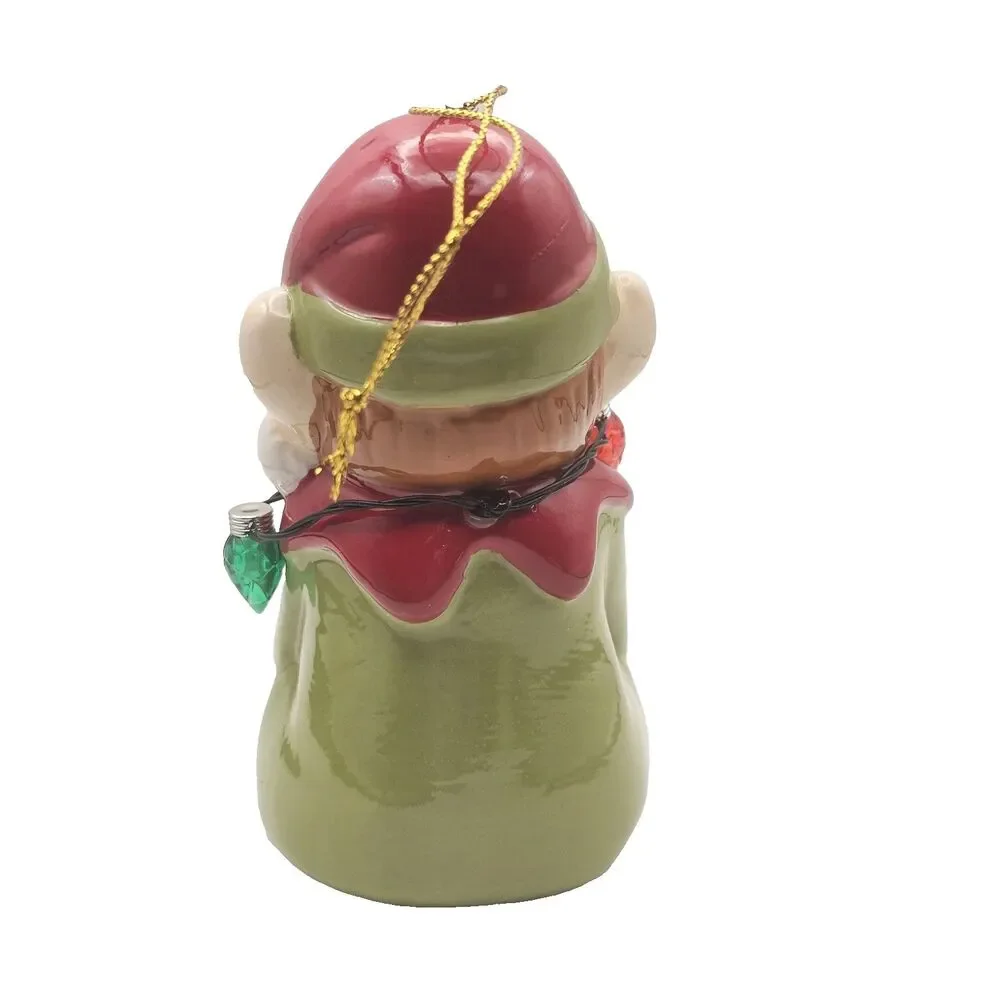 Mr. Christmas Ceramic Knee Hugger Elf Necklace Of Christmas Lights That Work!